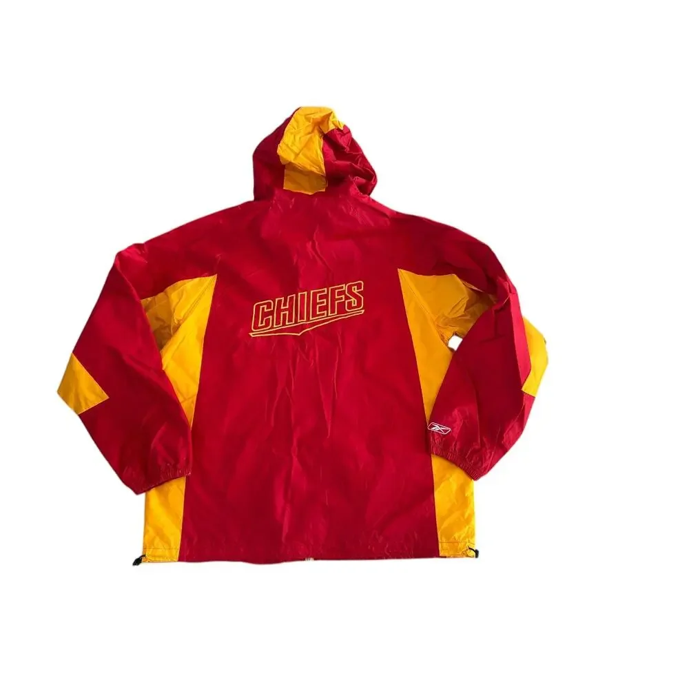 Vintage Reebok Kansas City Chiefs Windbreaker Jacket Full Zip Men's XL Excellent
